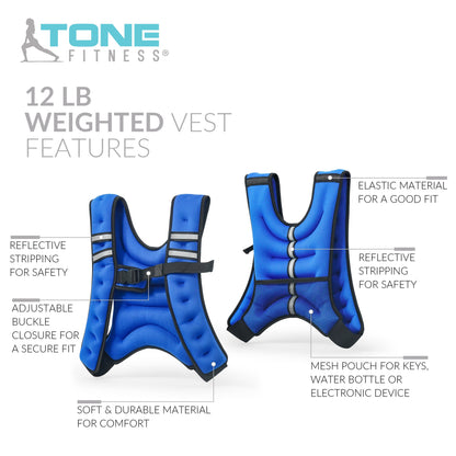 Neoprene Weighted Vest, 12 Pounds, Blue