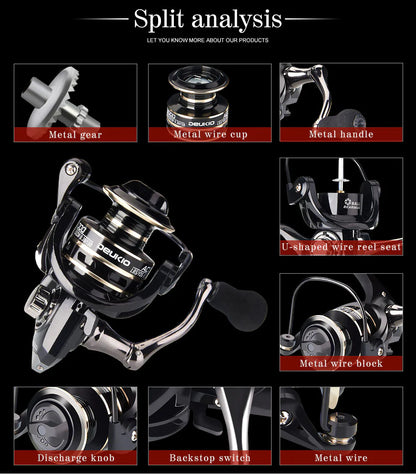 12BB Metal Spinning Fishing Reel 5.2:1 Freshwater Saltwater Left Right Hand Reel